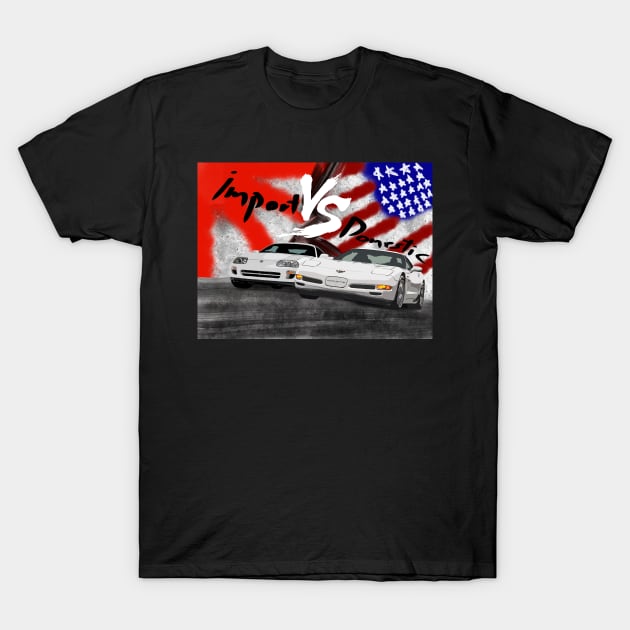 Import vs Domestic T-Shirt by oldschool_pontiac